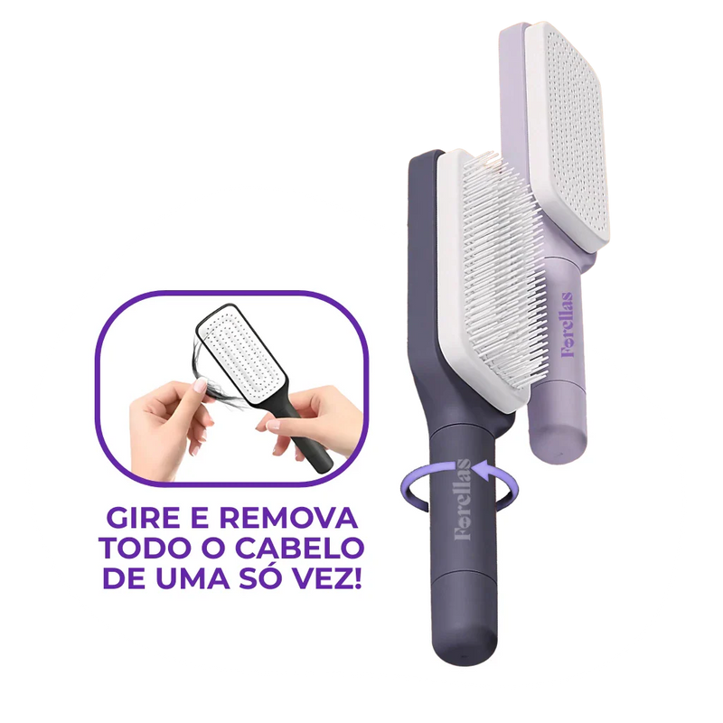 Escova de Cabelo - Limpa Sozinha e Alinha em Segundos!