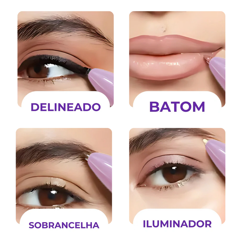 Caneta 4 em 1 - Make Completa: Olhos, Pele e Sobrancelha!