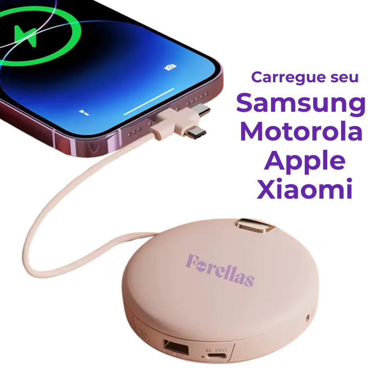 Mini Espelho 4 em 1 - Luz, Power Bank e Mãos Quentes!