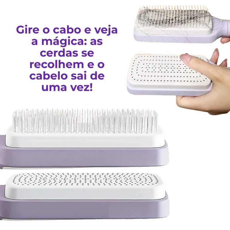 Escova de Cabelo - Limpa Sozinha e Alinha em Segundos!