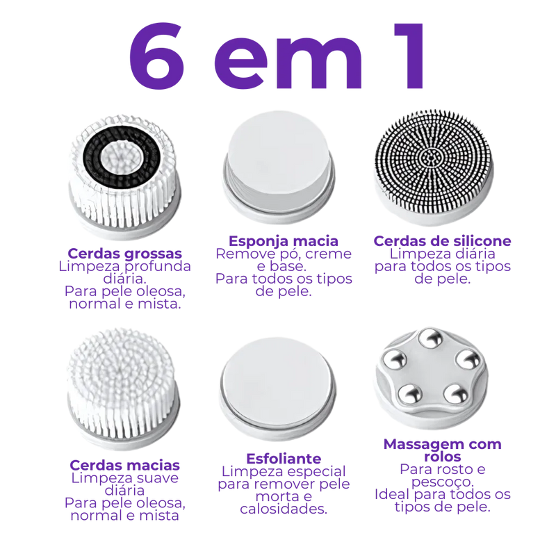 Escova de Limpeza Facial - Pele Renovada em Poucos Minutos!