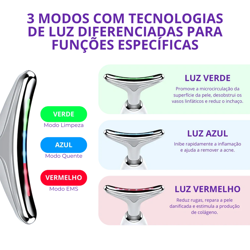 Massageador Facial LED - Rejuvenesça a Pele em Minutos!