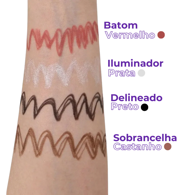 Caneta 4 em 1 - Make Completa: Olhos, Pele e Sobrancelha!