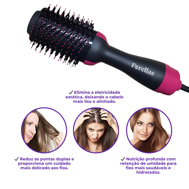 Escova Alisadora e Secadora – Cachos Alisados em Segundos!