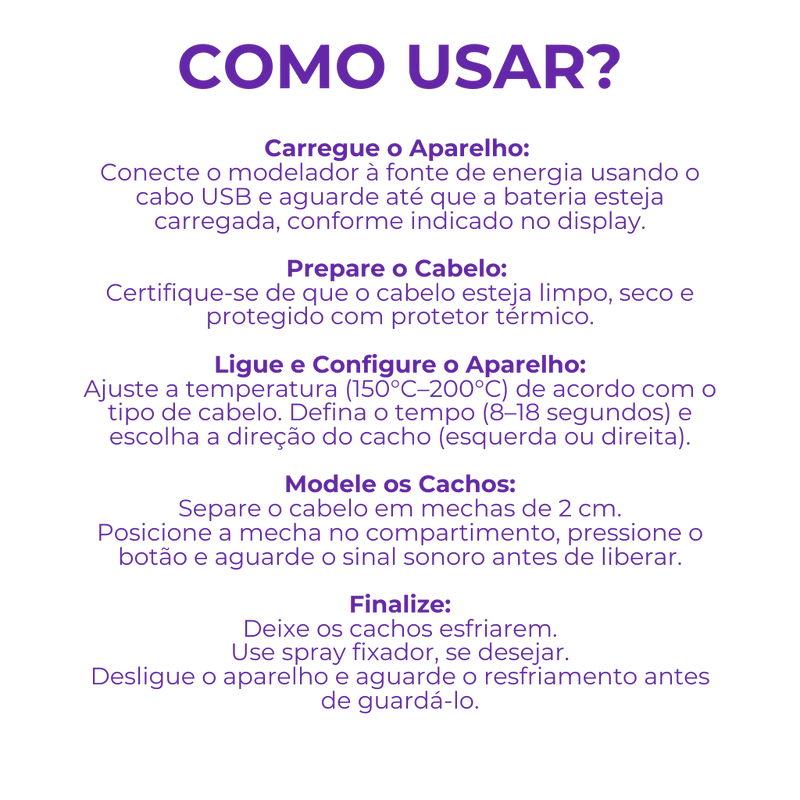 Modelador de Cachos – Portátil, Prático e Rápido!