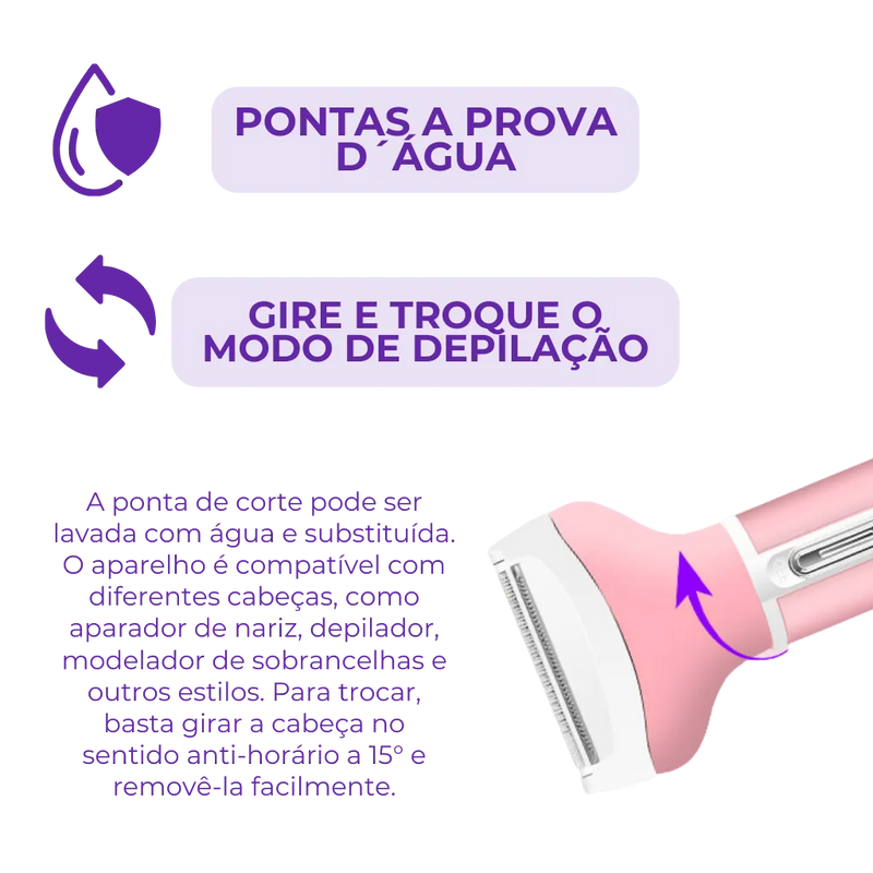 Depilador 4 em 1 - Rápido, Seguro e Resistente à Água!