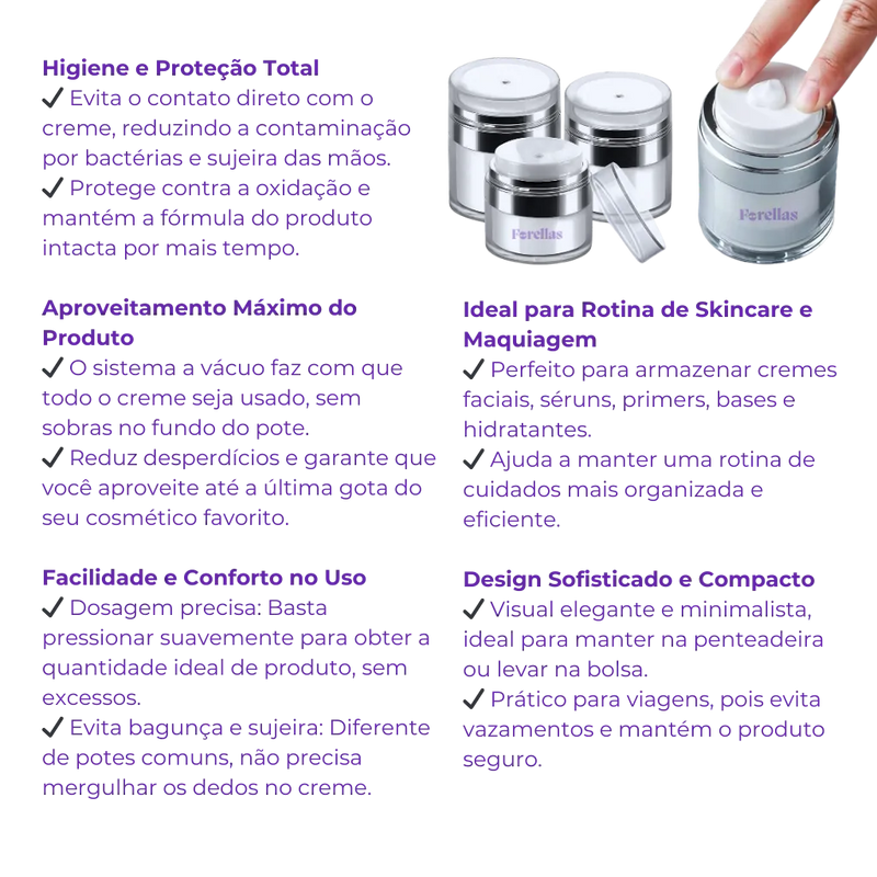 Pote de Creme a Vácuo - Feito Para Sua Rotina de Skin Care!
