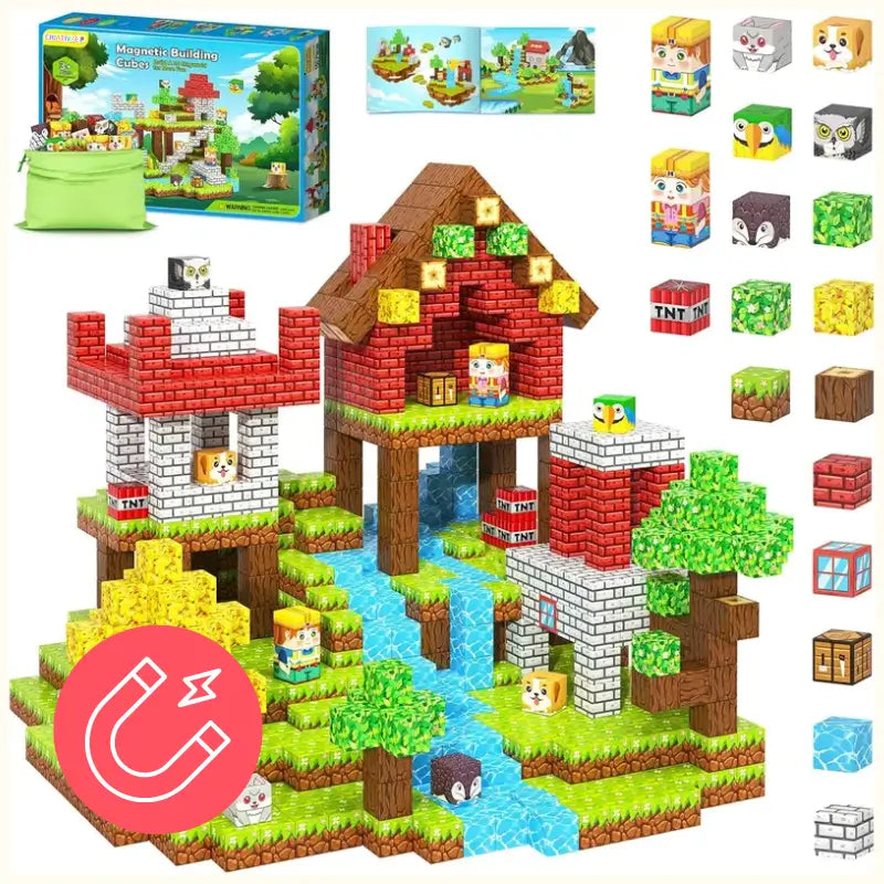 Blocos de Montar Magnéticos com luzes 150PCS – Brinquedo Educativo Montessori STEM Infantil