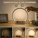 Abajur de Cabeceira com Carregamento Sem Fio, hora e alarme