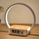 Abajur de Cabeceira com Carregamento Sem Fio, hora e alarme