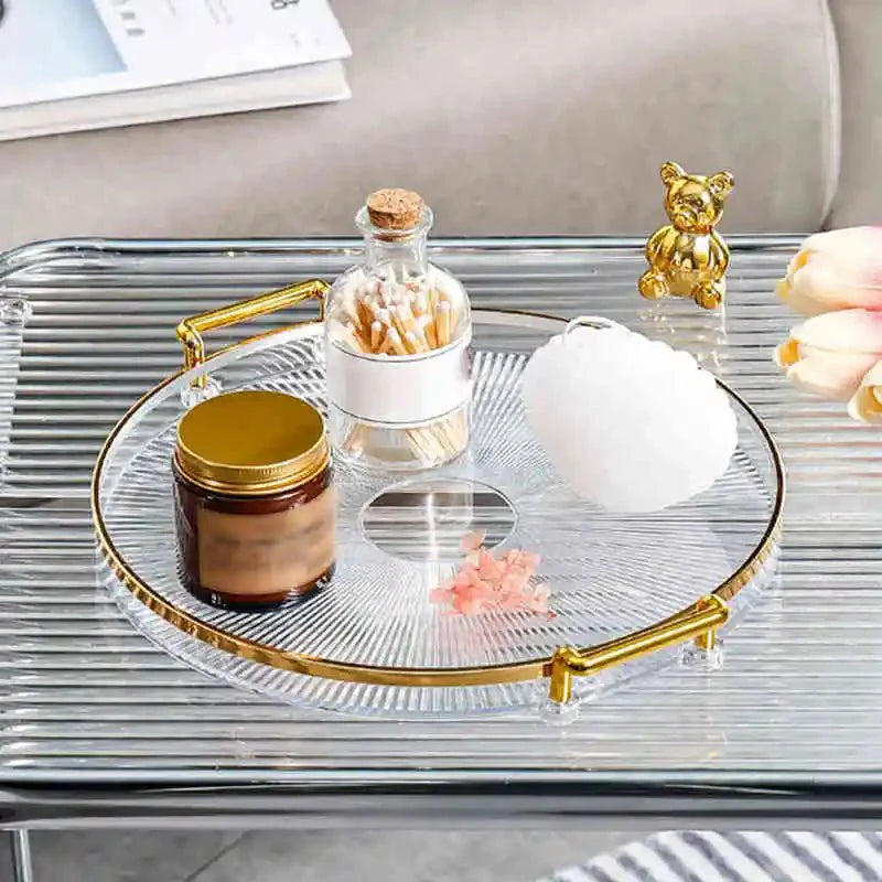 Bandeja de Armazenamento de Luxo com Alça Dourada