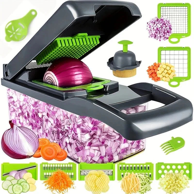 ChefMax 16X - Fatiador Multifuncional com 16 Peças para Corte de Legumes e Frutas