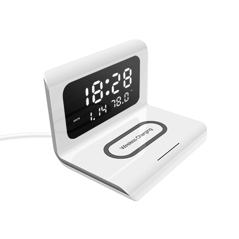 DigitalStation 4 em 1 Multifuncional - Carregador por Indução, Hora, Calendário e Temperatura
