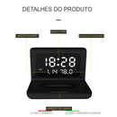 DigitalStation 4 em 1 Multifuncional - Carregador por Indução, Hora, Calendário e Temperatura