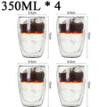 Kit com 4x Copos Criativos com Parede Dupla de Vidro Borosilicato - Resistentes ao Calor para Chá, Leite, Café, Água