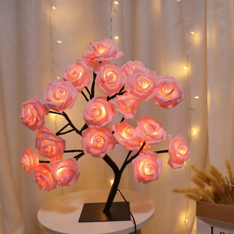 LED Rose Maria - Abajur LED em formato de Árvores com Rosas