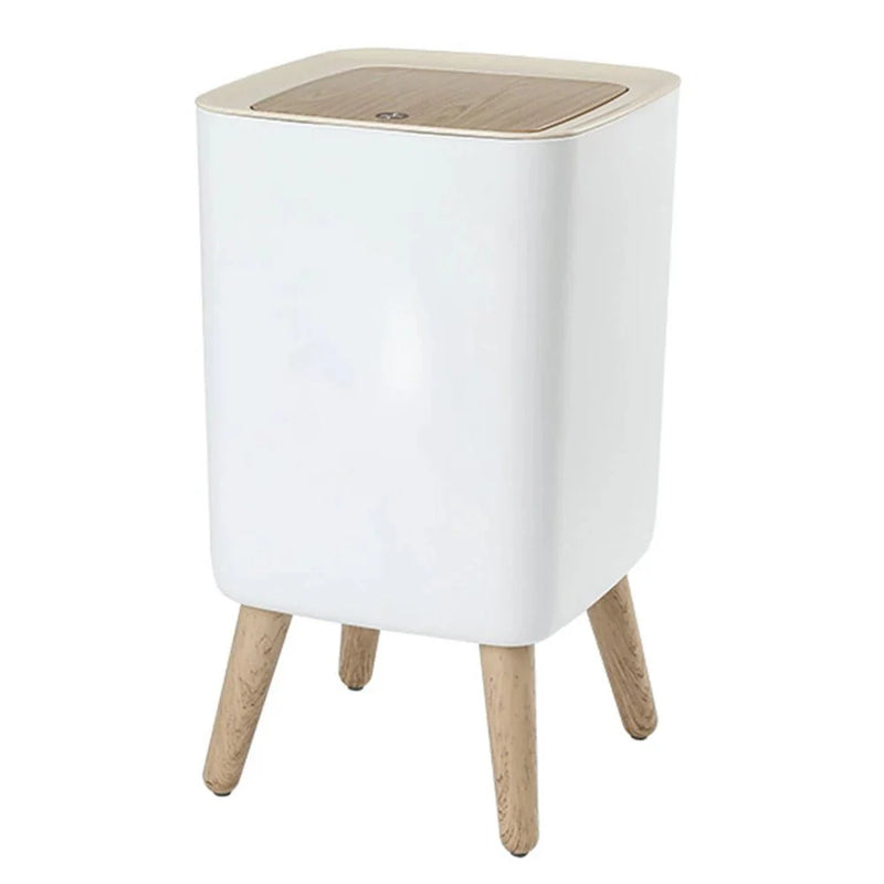 Lixeira inteligente com pés de Madeira alongado