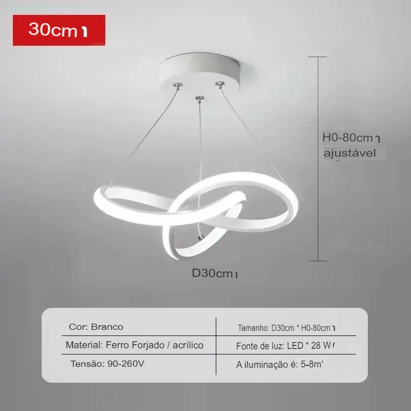 Luminária Pendente de Teto LED Nórdica Torcida