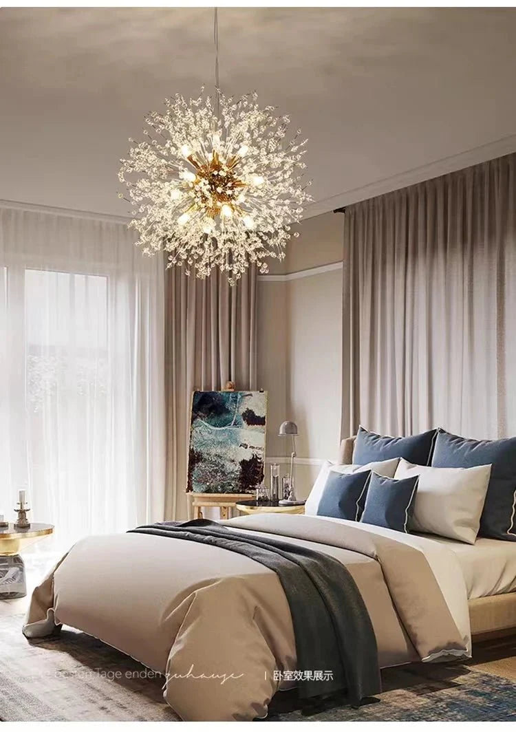 Luminária Pendente LED Artística Cristalina Modern Sky Star Fireball