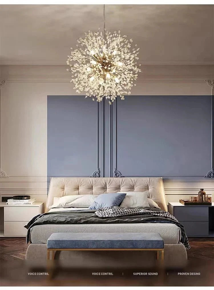 Luminária Pendente LED Artística Cristalina Modern Sky Star Fireball