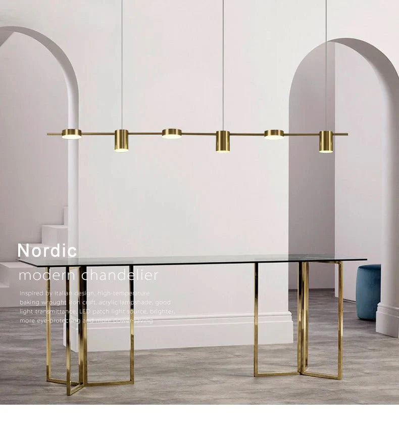 Lustre Pendente LED Moderno em Linha horizontal - 5 e 6 Leds