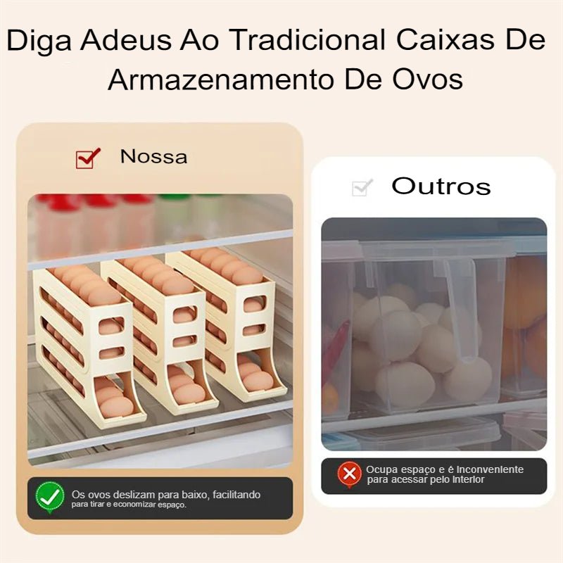 Porta-ovos para geladeira com Rolamento Automático