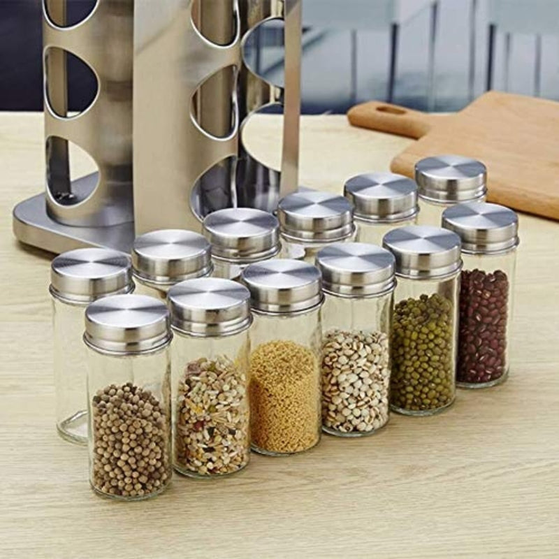 Porta temperos Giratório em Inox com 16 peças
