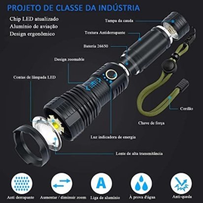 Super Flash - Lanterna Tática 8000 Lúmens