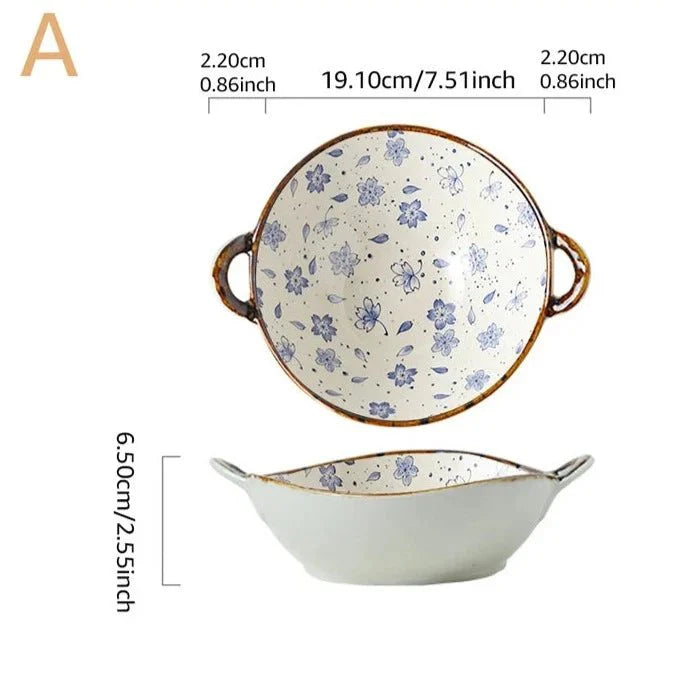 Tigela Doméstica em cerâmica, com alça para servir