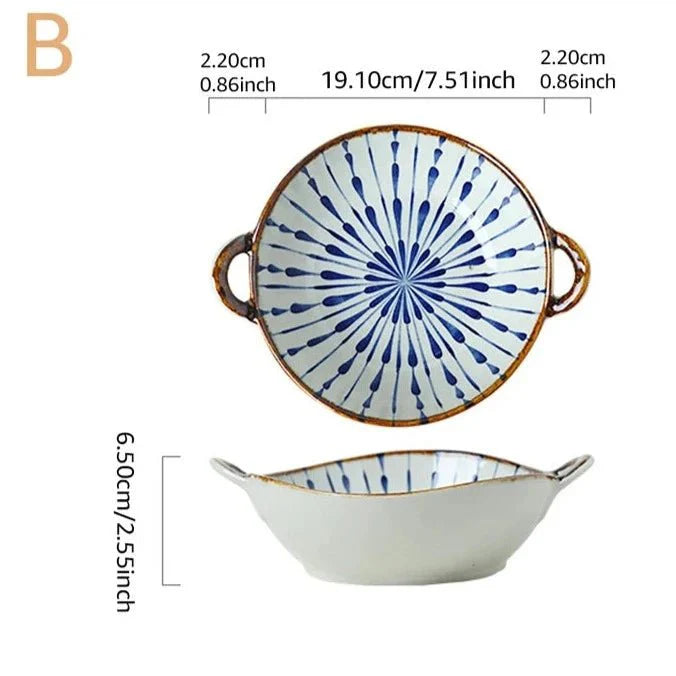 Tigela Doméstica em cerâmica, com alça para servir