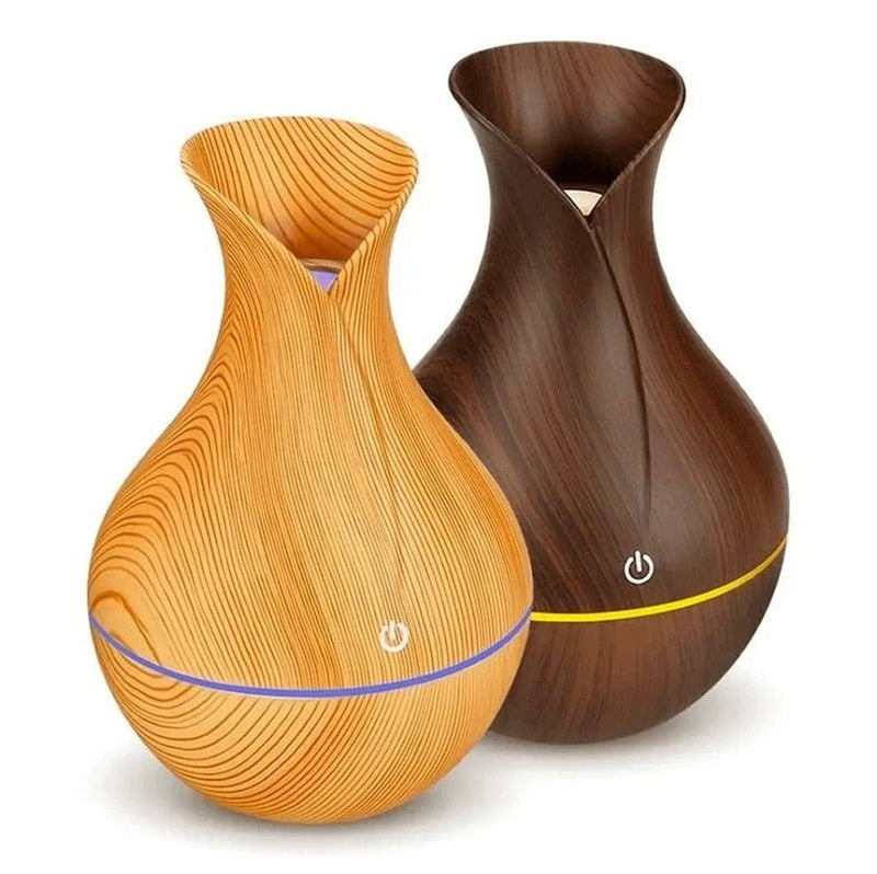 Umidificador De Ar Aromaterapia 130ml Difusor Ultrassônico Portátil Estilo Madeira Led